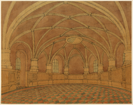 214381 Interieur van het zuidelijke bastion van het kasteel Vredenburg te Utrecht, na restauratie en inrichting als ...